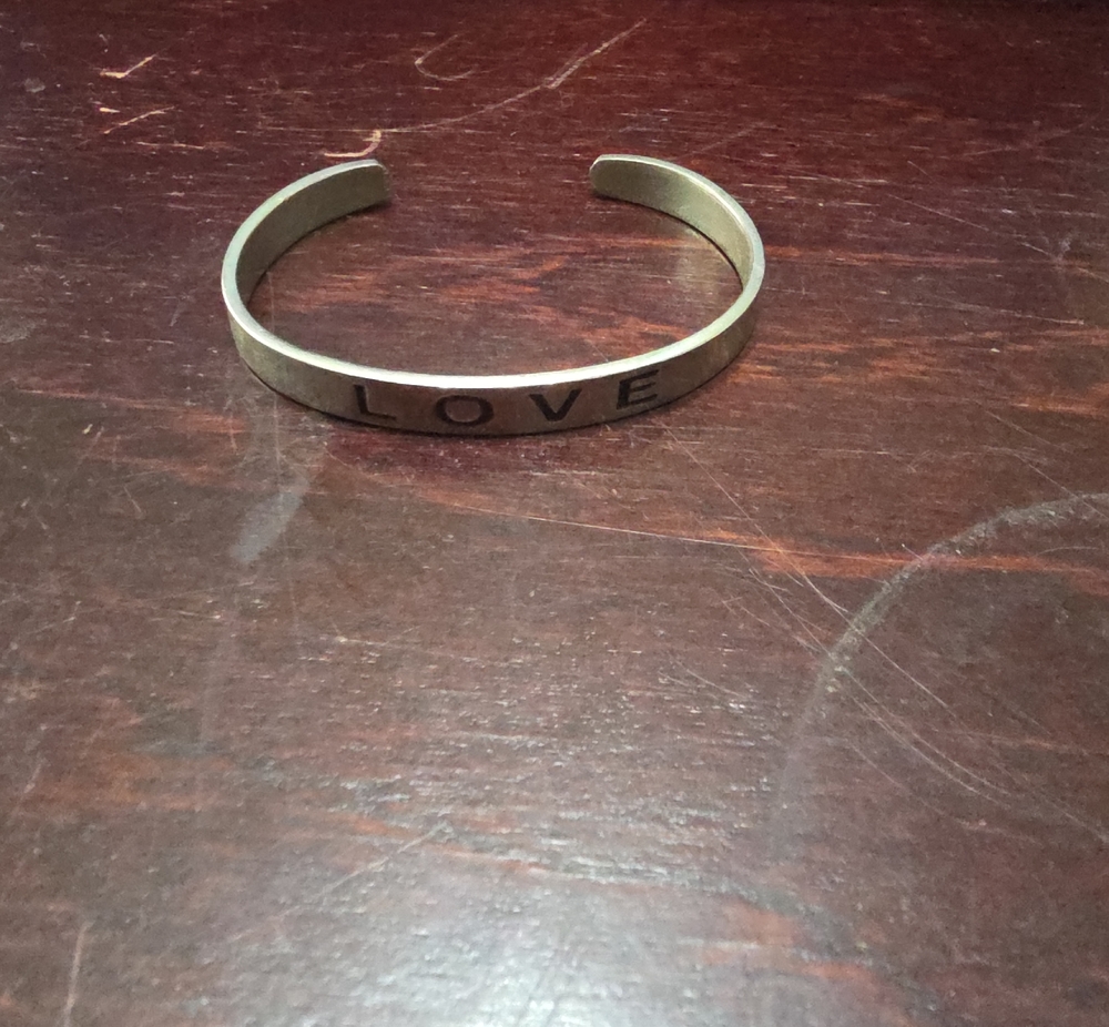 Silver 'LOVE' Engraved Cuff Bracelet